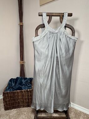 Silver Beaded Halter Neck Dress